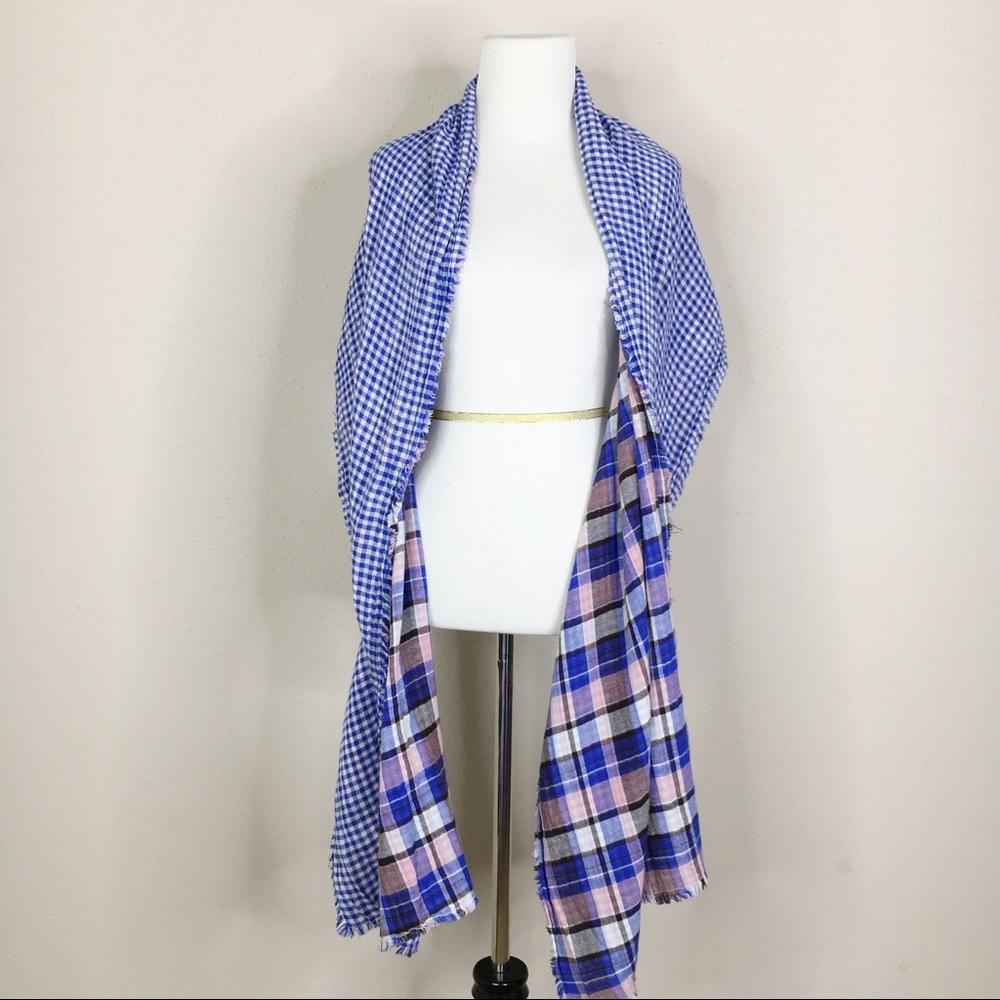 American Colors by Alex Lehr Pink Blue Plaid Scarf - Picture 8 of 8